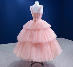 Pink Tiered Prom Dress Quinceanera Dress Party Evening Dress