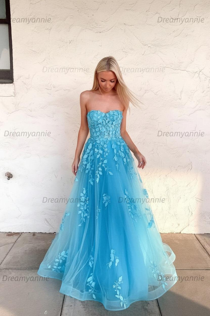 Orange Prom Dress Sweetheart Long Evening Dress with Appliques