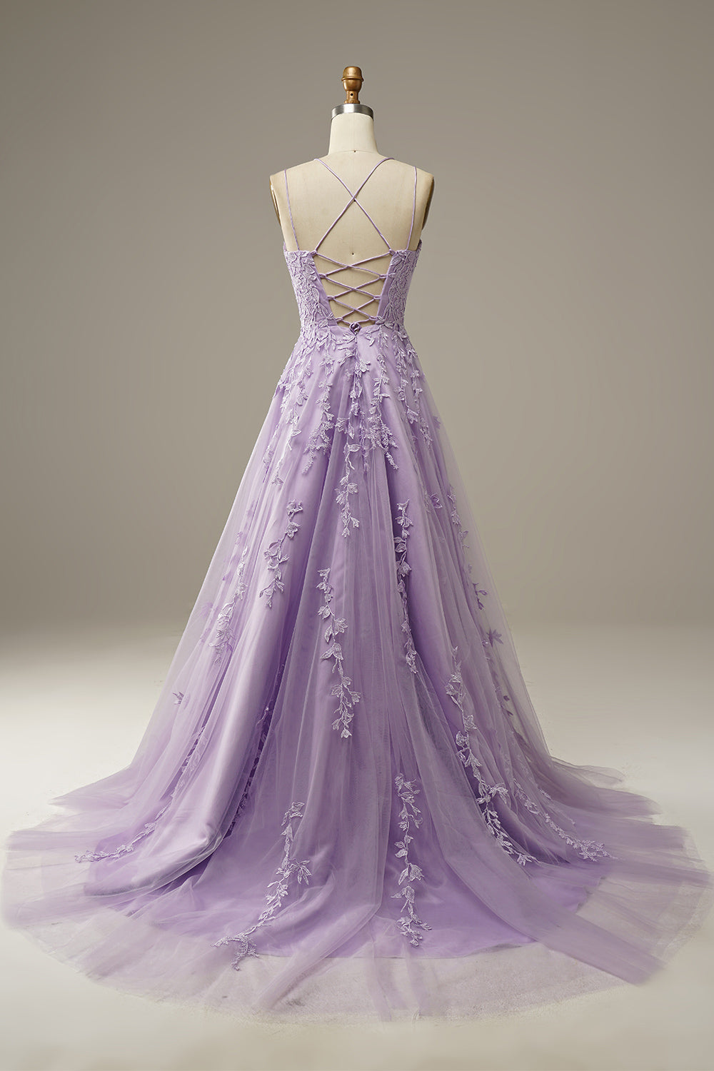 Princess Prom Dress Champagne Spaghetti Straps Evening Dress