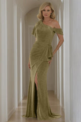 Pure Color Off-the-Shoulder Mermaid/Trumpet Floor-Length Mother of the Bride Dresses With Short Sleeves