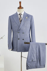 Purple Double Breasted Peaked Lapel Prom Suit for Men