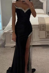 Purple Mermaid Prom Dress Sweetheart Beaded Sleeveless Evening Dress