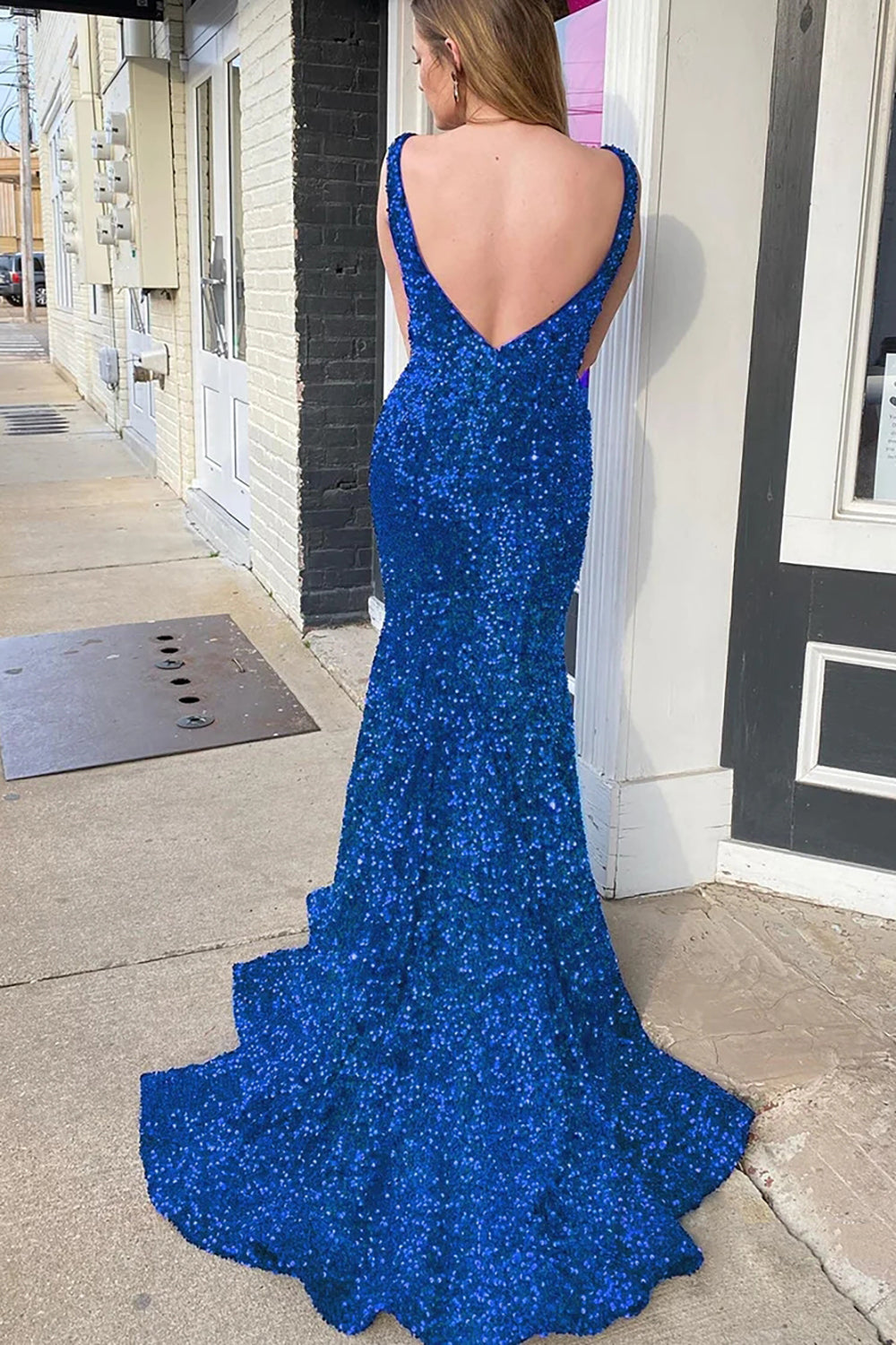 Purple Prom Dress Sequined Evening Dress