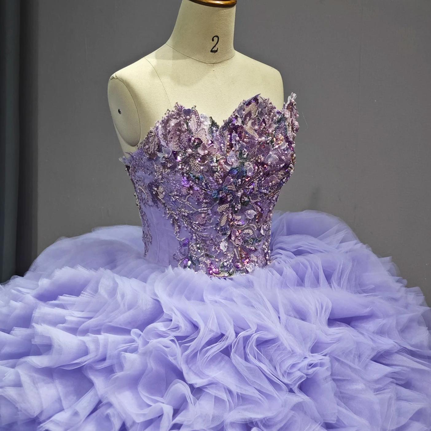 Purple Quinceanera Ball Gown Strapless Dress Sweet 16 Dress