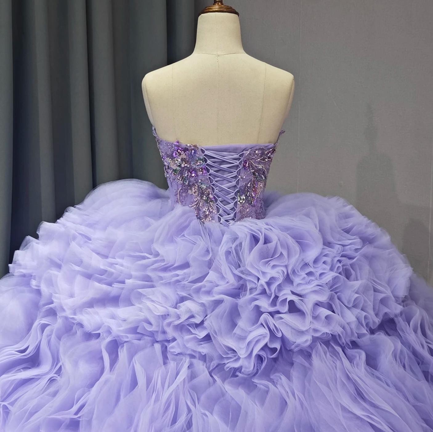 Purple Quinceanera Ball Gown Strapless Dress Sweet 16 Dress