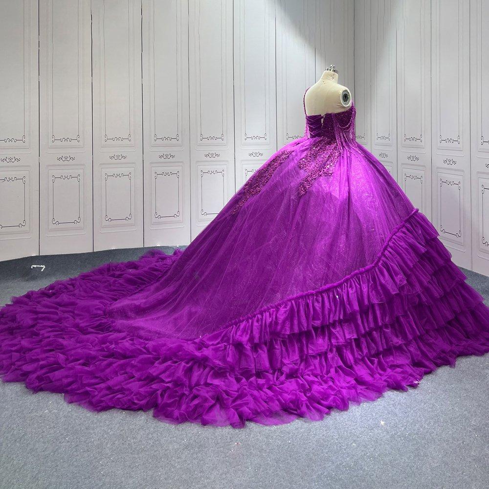 Purple Quinceanera Dress Sweet 15 Evening Dress Crystal Sleeveless Beading Ball Gown Dress
