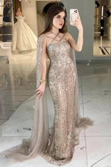 Purple Sheath/Column Prom Dress Halter Neck Beaded Evening Dress