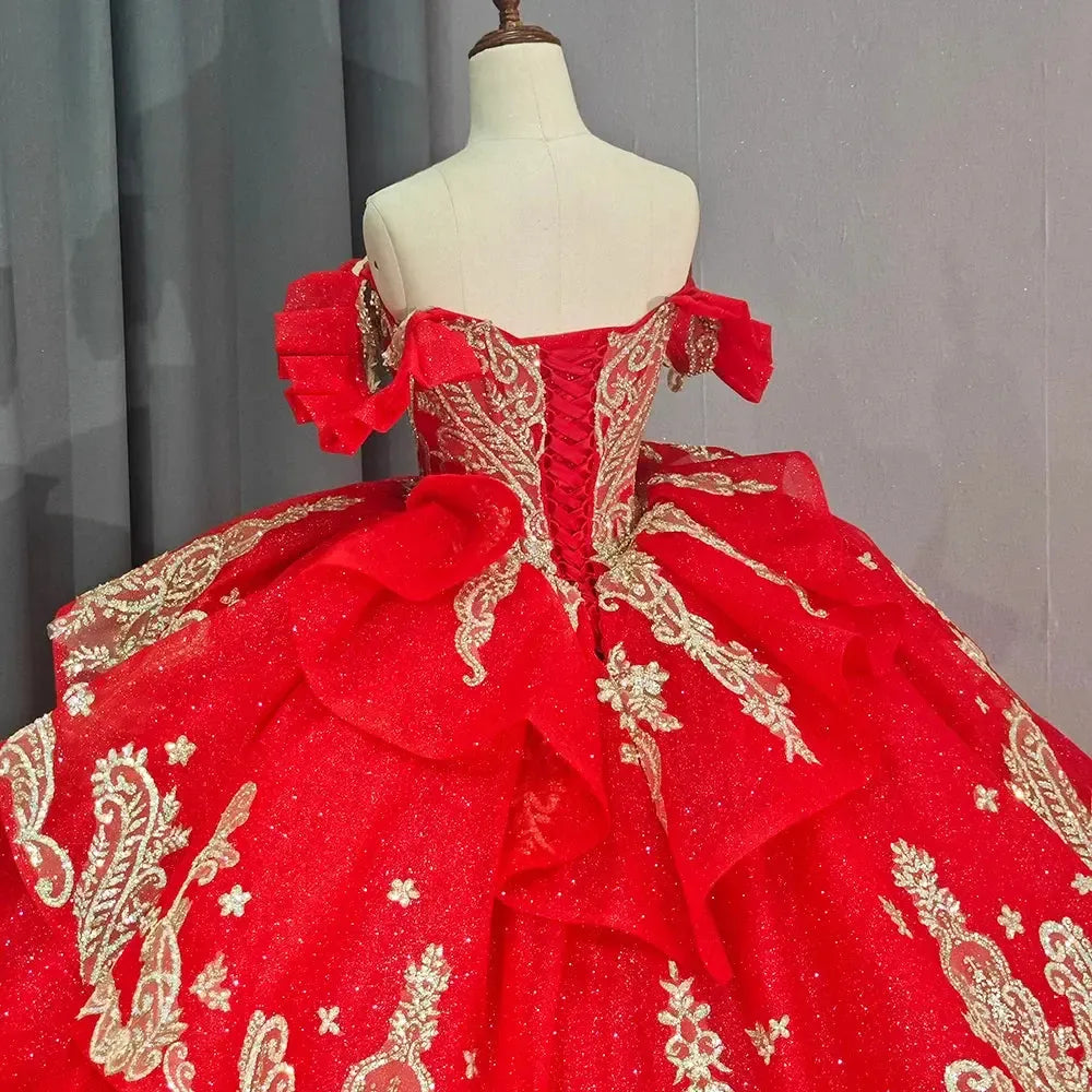 Quinceanera Dress Lace Applique V Neck Beading Sequins Spaghetti Corset Sweet 16 Ball Gown Dress