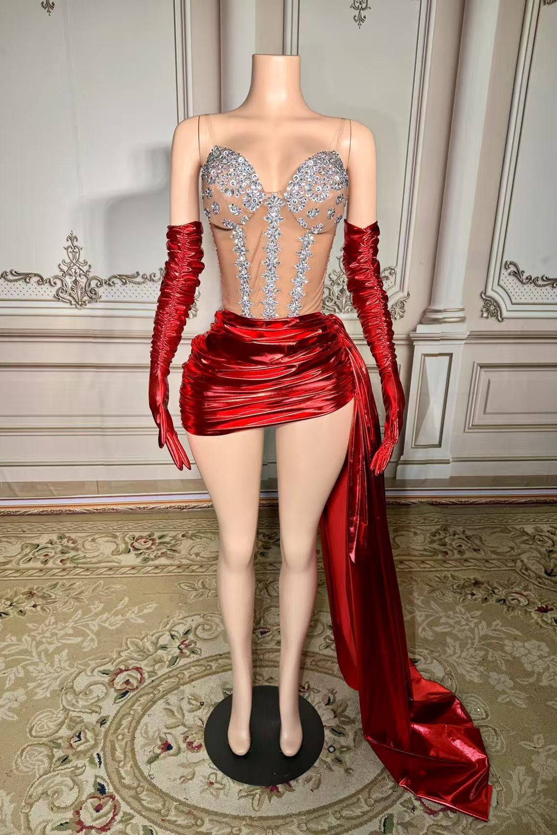 Red Homecoming Dress Sweetheart Neck Mini Cocktail Dress with Panel Train