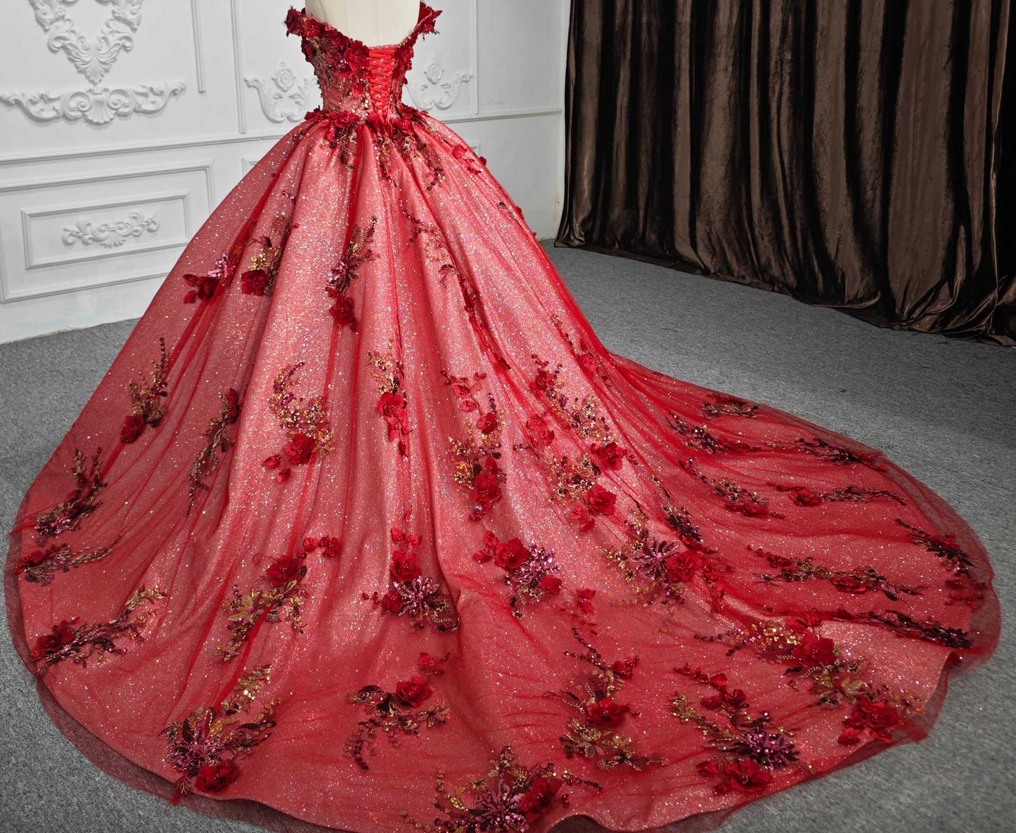 Red Off the Shoulder Quinceanera Dress Ball Gown Sweet 16 Dress