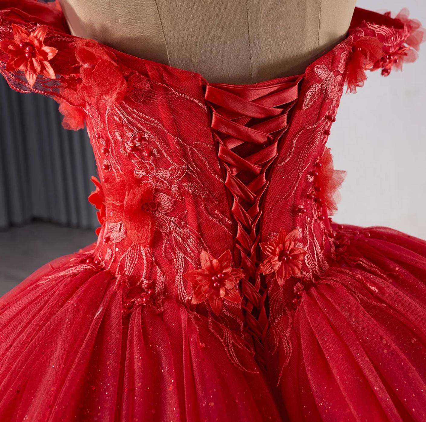 Red Off the Shoulder Quinceanera Dress Ball Gown Sweet 16 Dress