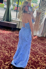 Red Prom Dress Sweetheart Lace Up Long Mermaid Evening Dress with Appliques