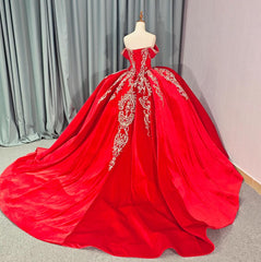 Red Quinceanera Off The Shoulder Dress Ball Gown Sweet 16 Dress