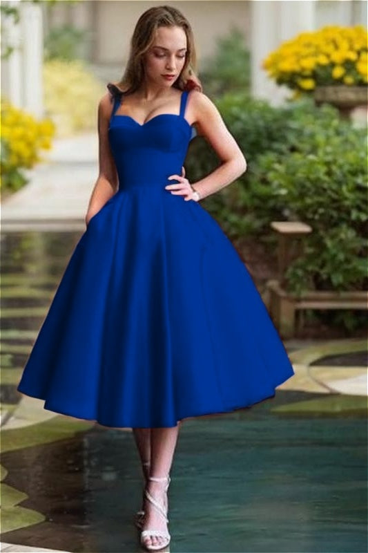 Red Spaghetti Straps Graduation Dress Sweetheart Sleeveless A Line Short Cocktail Dress