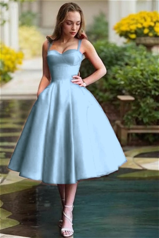 Red Spaghetti Straps Graduation Dress Sweetheart Sleeveless A Line Short Cocktail Dress