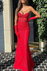 Mermaid Prom Dress Purple Sweetheart Evening Dress With Appliques