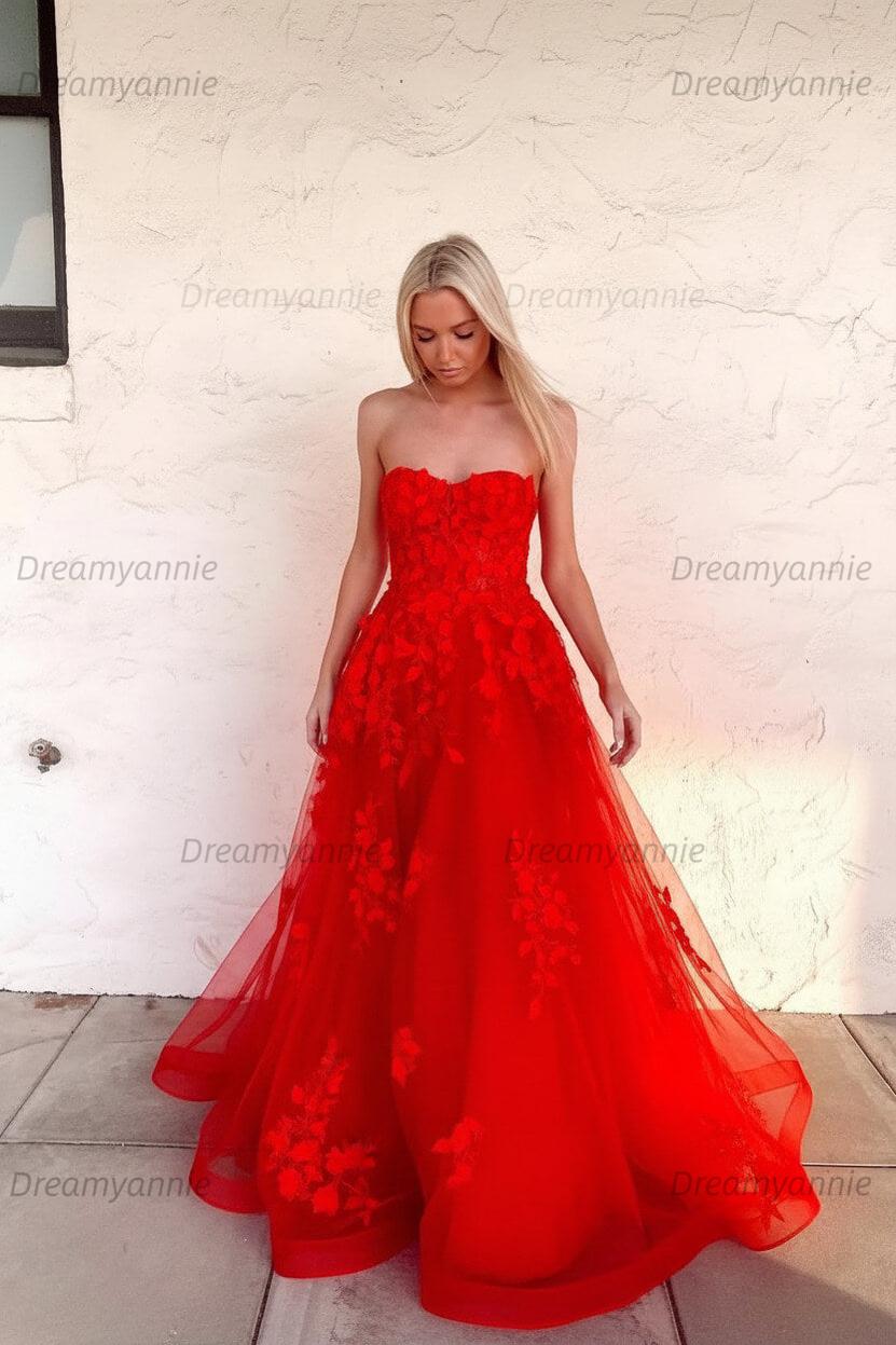 Orange Prom Dress Sweetheart Long Evening Dress with Appliques
