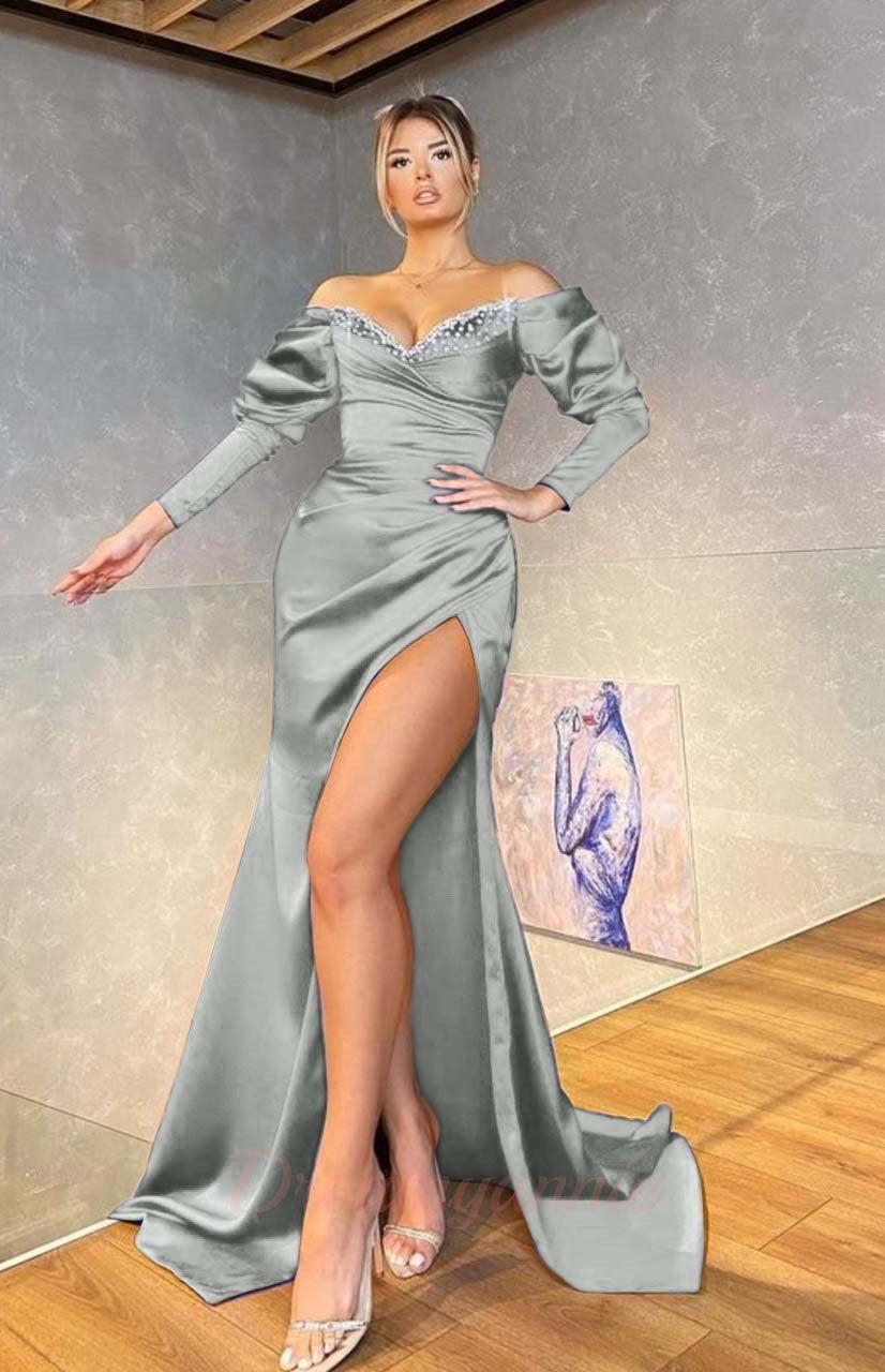 Royal Blue Long Sleeves Mermaid Evening Dress