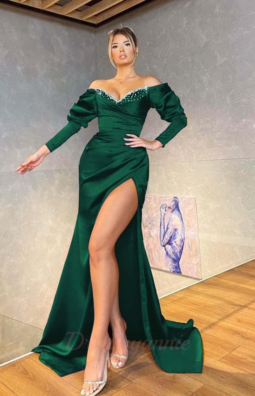 Royal Blue Long Sleeves Mermaid Evening Dress