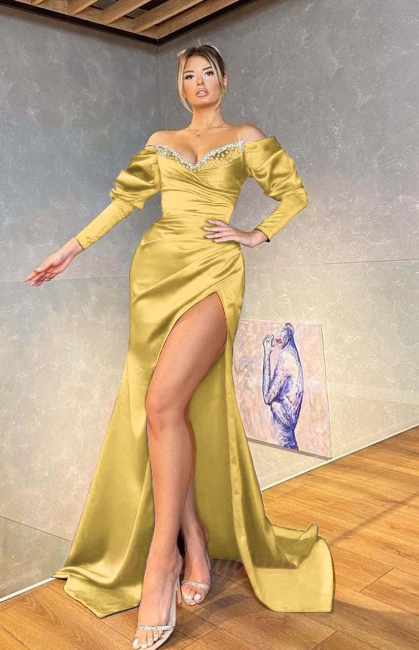 Royal Blue Long Sleeves Mermaid Evening Dress