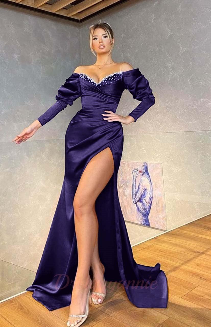 Royal Blue Long Sleeves Mermaid Evening Dress