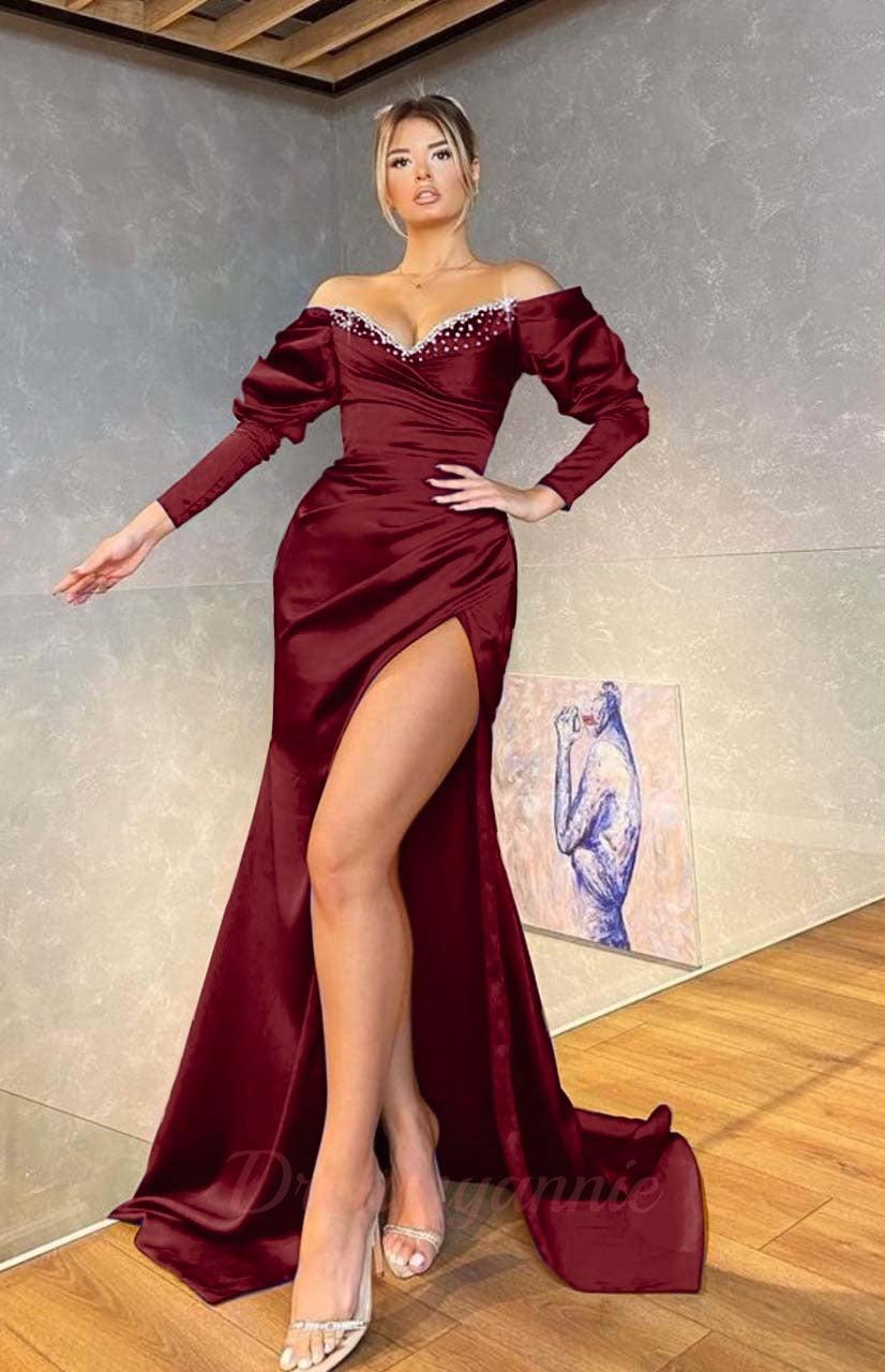 Royal Blue Long Sleeves Mermaid Evening Dress