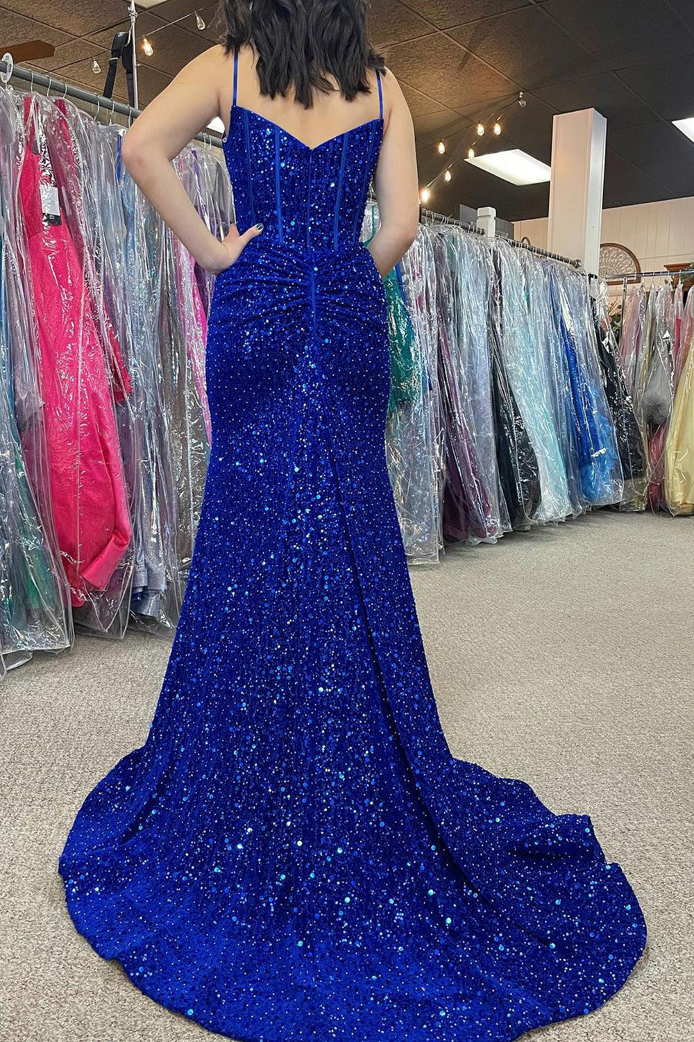 Royal Blue Prom Dress Corset Beaded Evening Dress Dreamyannie UK Royal Blue Prom Dress Corset Beaded Evening Dress Dreamyannie UK