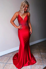 Royal Blue Prom Dress Beadings Mermaid Evening Dress