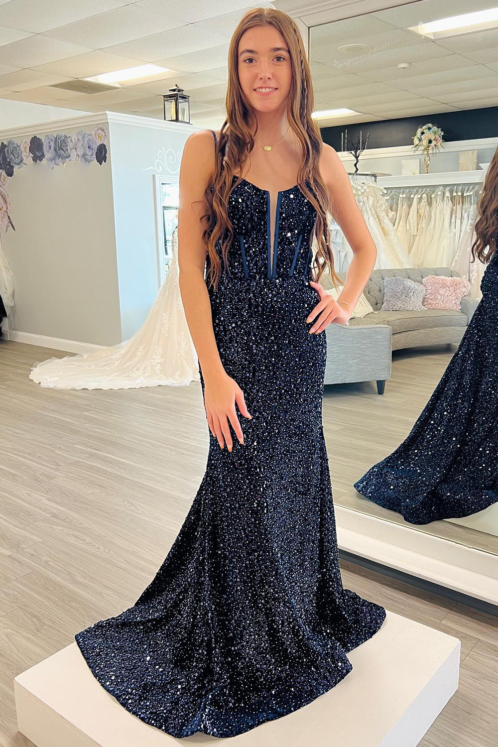 Royal Blue Prom Dress Corset Beaded Evening Dress