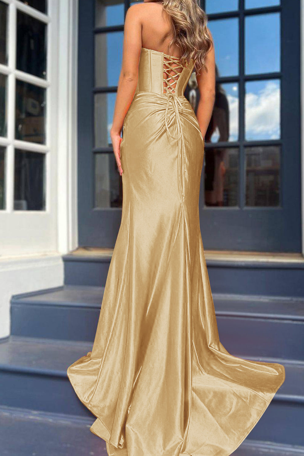 Royal Blue Prom Dress Corset Mermaid Draped Satin Long Evening Dress w Dreamyannie UK Royal Blue Prom Dress Corset Mermaid Draped Satin Long Evening Dress w Dreamyannie UK