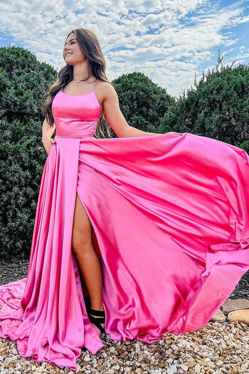 Royal Blue Prom Dress Halter Backless A Line Evening Dress