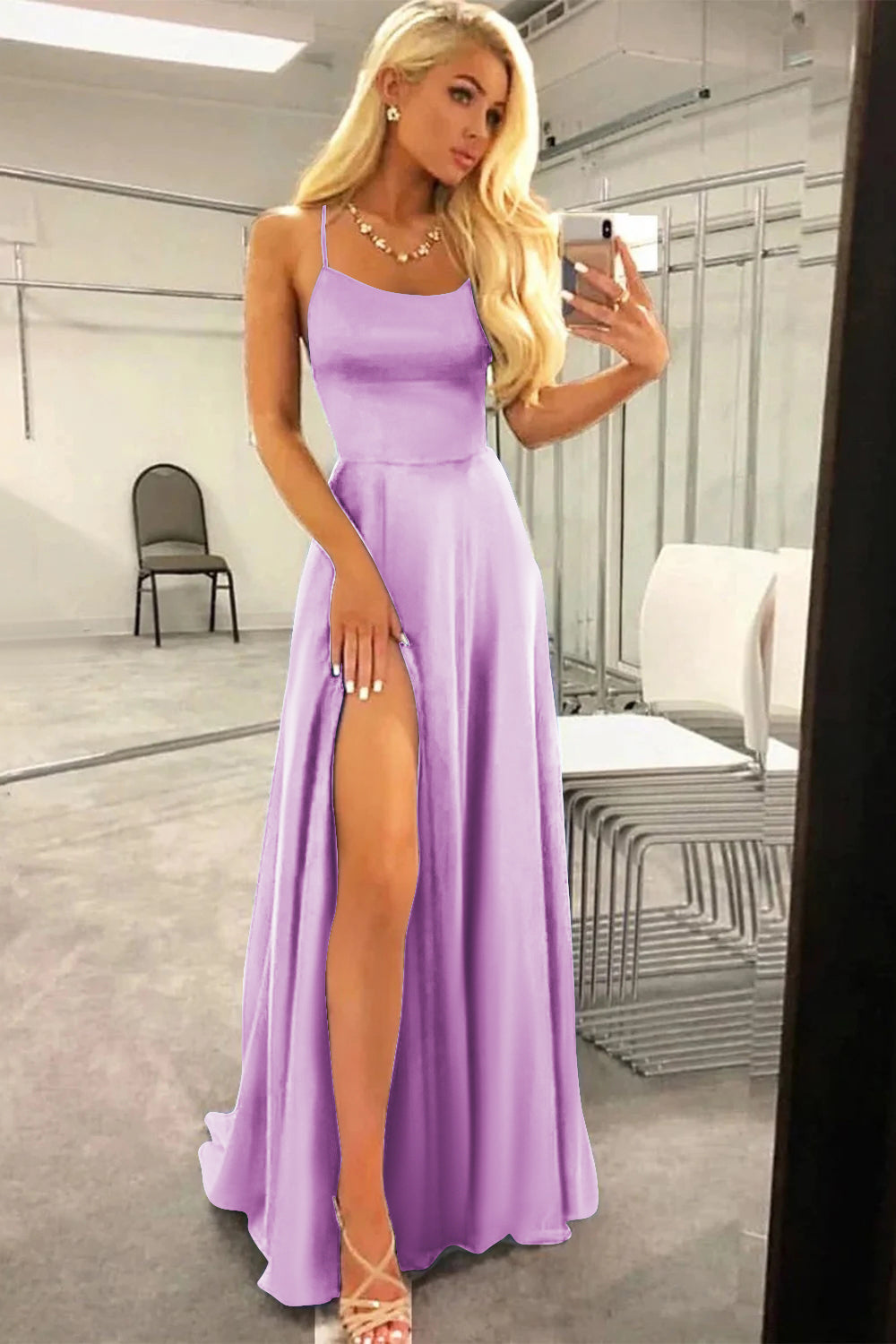 Royal Blue Prom Dress Halter Backless A Line Evening Dress