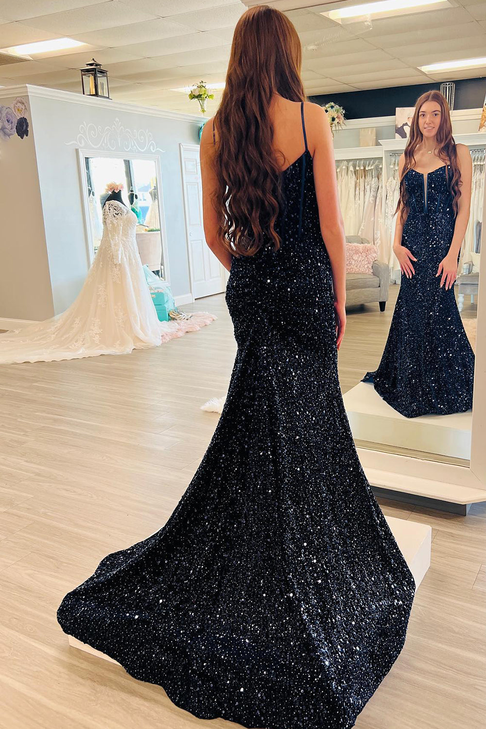 Royal Blue Prom Dress Corset Beaded Evening Dress