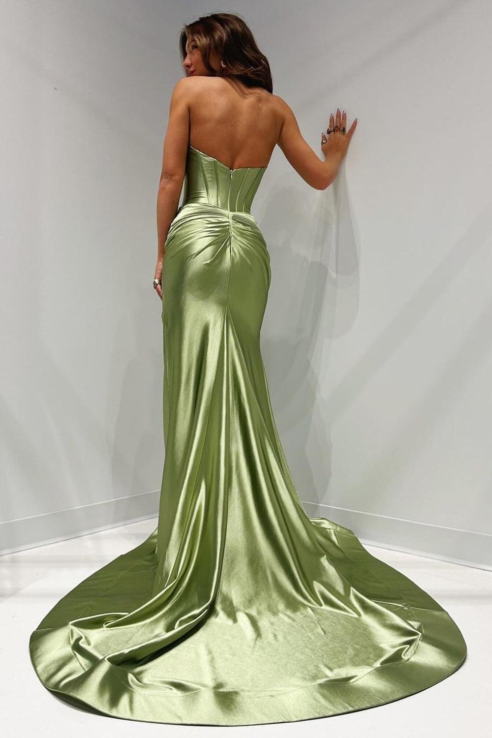 Royal Blue Prom Dress Strapless Mermaid Corset Long Evening Dress With Slit