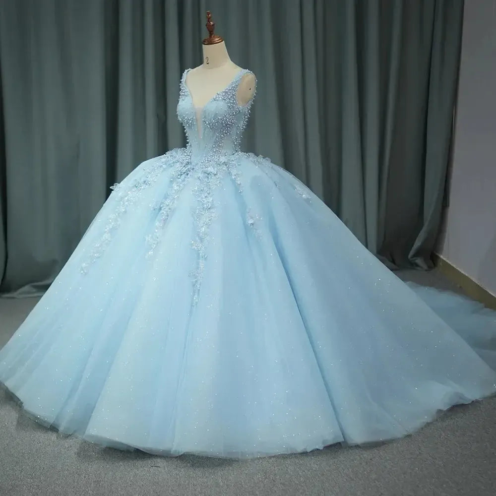 Royal Blue Quinceanera Dress Appliques Beaded Tiered Sweet 16 Princess Prom Party Dress Ball Gown Dress