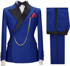 Royal Blue Two Piece Peaked Lapel Prom Suit
