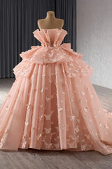 Quinceanera Dress Ball Gown Strapless 3D Butterfly Sweet 16 Dress