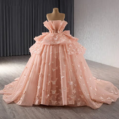 Quinceanera Dress Ball Gown Strapless 3D Butterfly Sweet 16 Dress