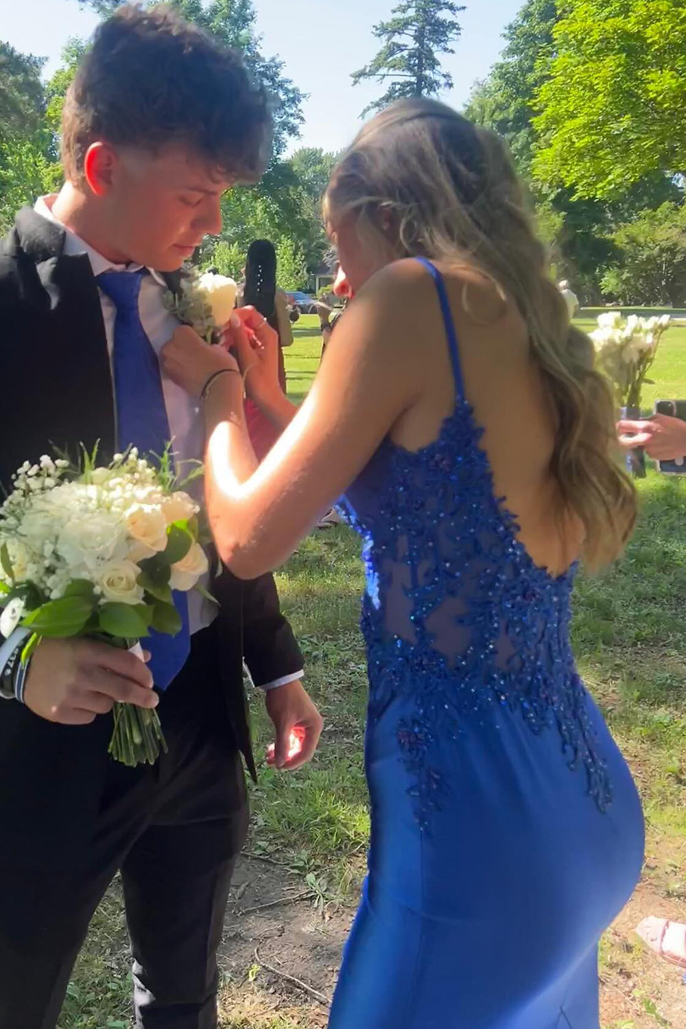 Sage Prom Dress Mermaid Satin Spaghetti Straps Long Evening Dress With Appliques