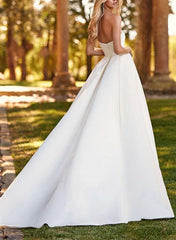 Satin Beach Wedding Dresses With Split Front