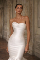 Satin Mermaid Wedding Dress with Folded Sweetheart Neckline