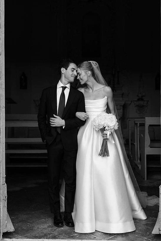 Satin Strapless Ball-Gown Beach Wedding Dress with Sweep Train