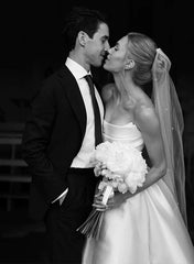 Satin Strapless Ball-Gown Beach Wedding Dress with Sweep Train