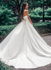 Satin Strapless Ball-Gown Beach Wedding Dresses