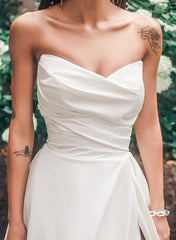 Satin Strapless Ball-Gown Beach Wedding Dresses