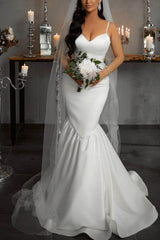 Satin Trumpet/Mermaid Beach Wedding Dresses