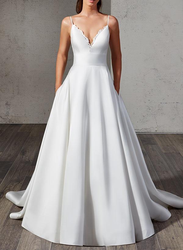 Satin Wedding Dress With Lace