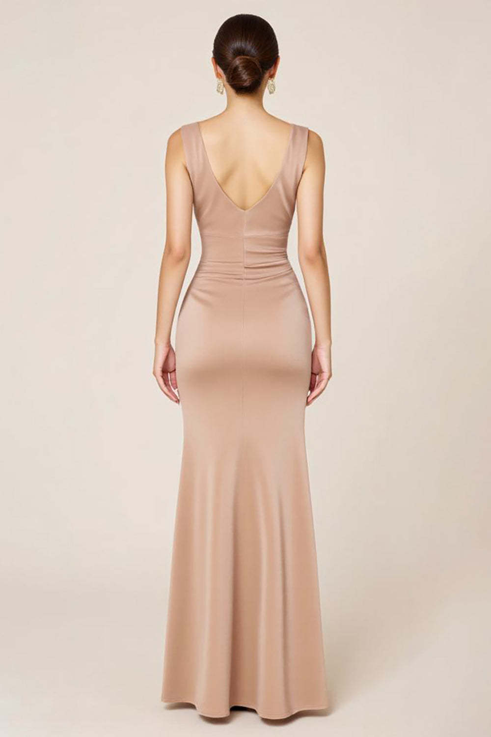 Satin Wedding Guest Dress Sheath Boat Neck Long Evening Dress With Slit