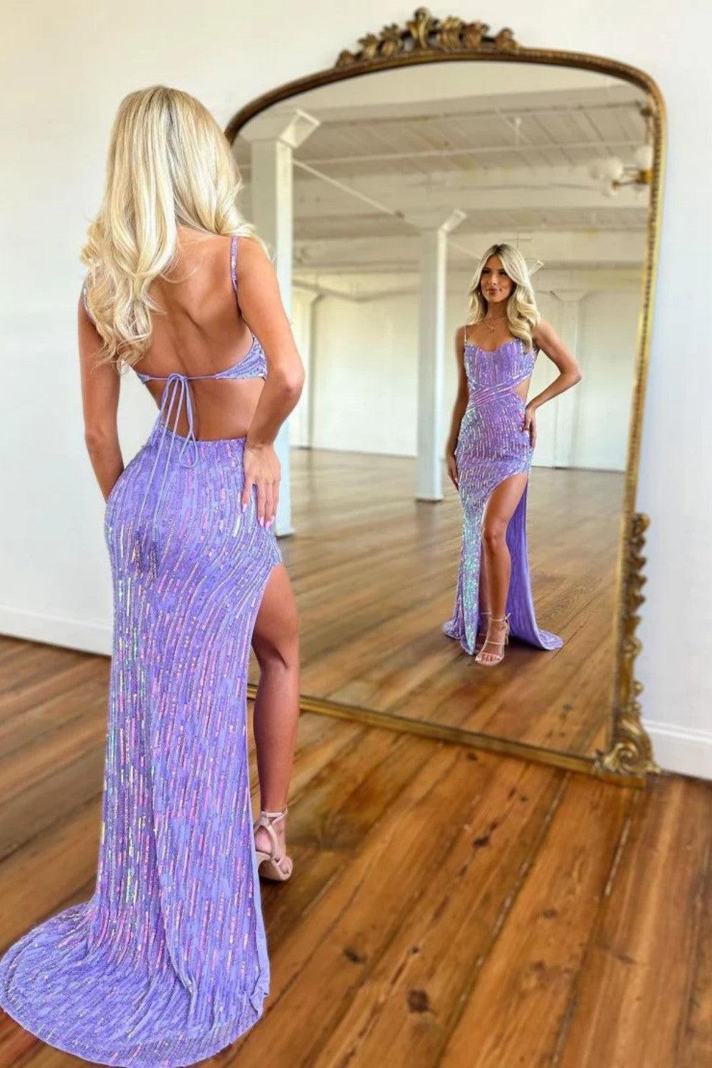 Sequin Prom Party Dress With Open Back And Long Silhouette Formal Evening Gown