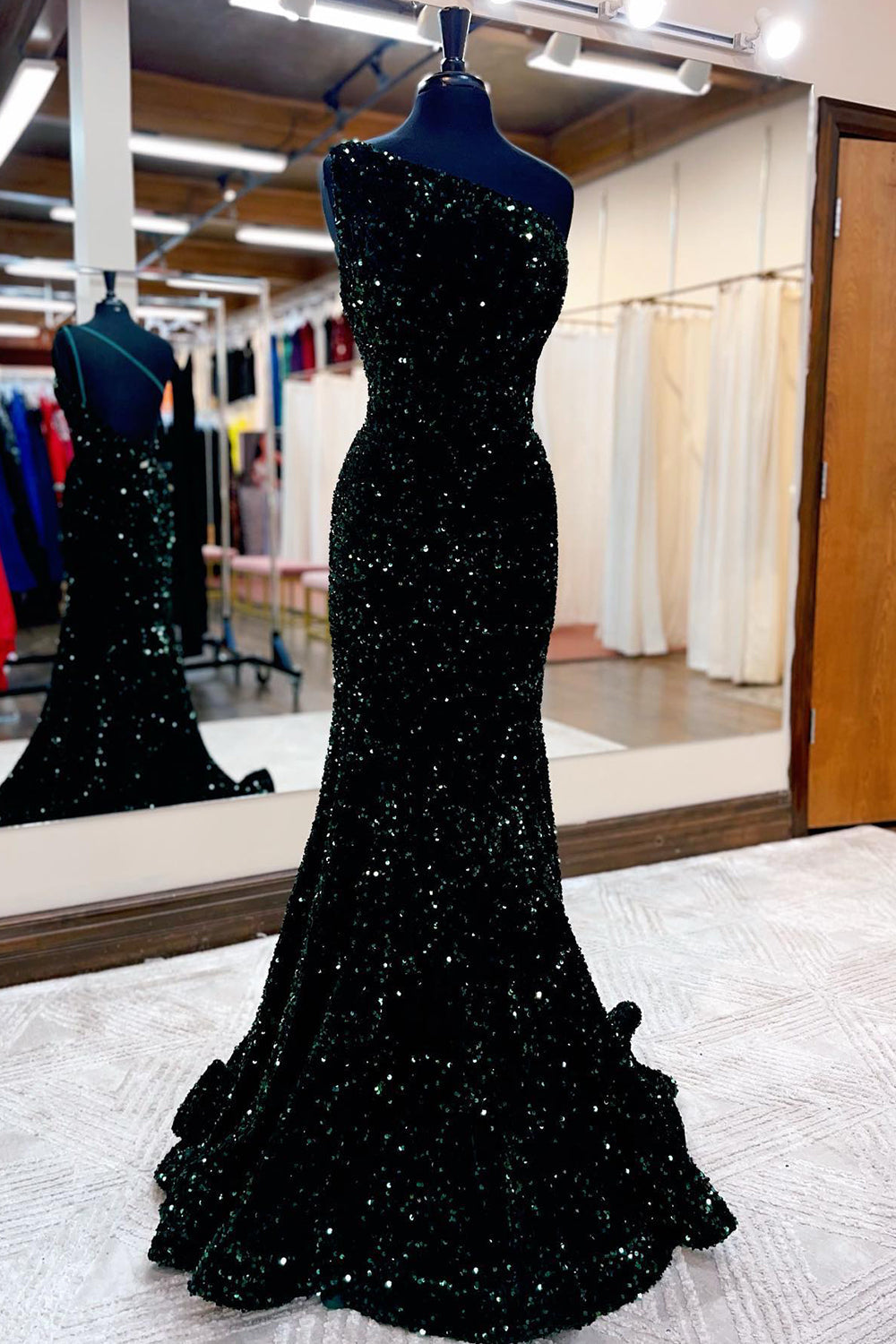 Sequins Prom Dress Mermaid Long Evening Dress